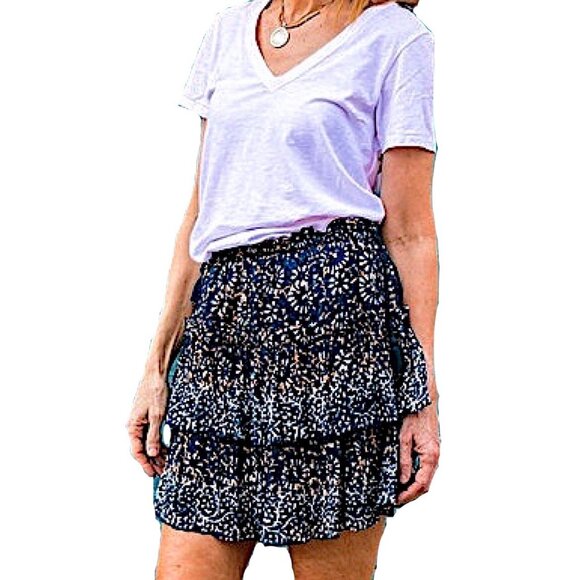 Ulla Johnson ‘Asha” Tiered Mini Skirt in Azul - Picture 2 of 14
